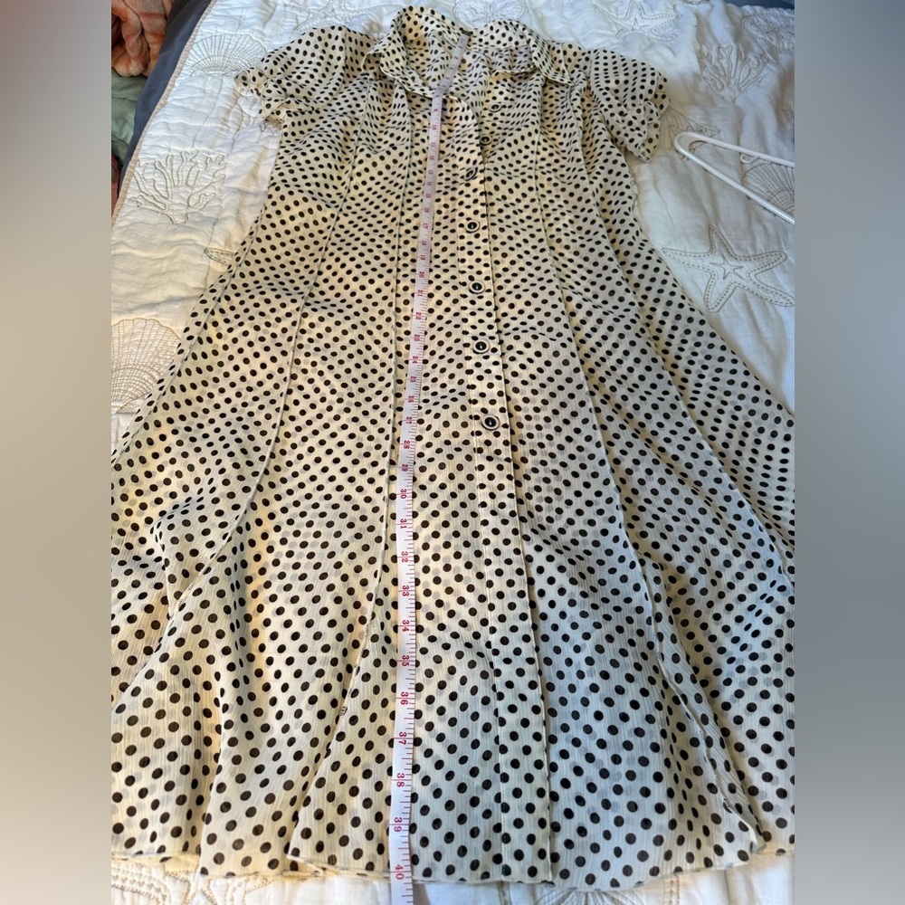 Sandra Darren Cream and Black Polka Dot Dress - Picture 8 of 10